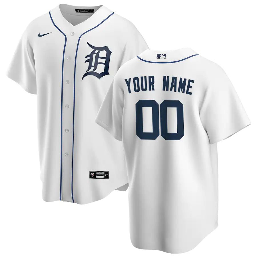 Cheap Youth Detroit Tigers Nike White Home Replica Custom MLB Jerseys